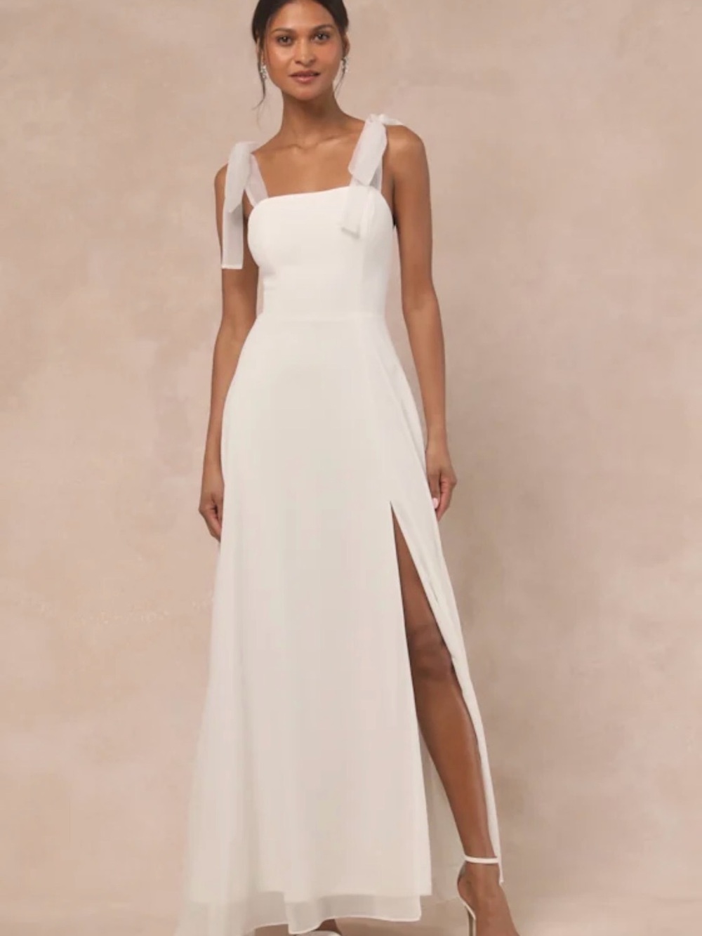 Radiant Romance White Tie-Strap Maxi Dress - Picture 3 of 10